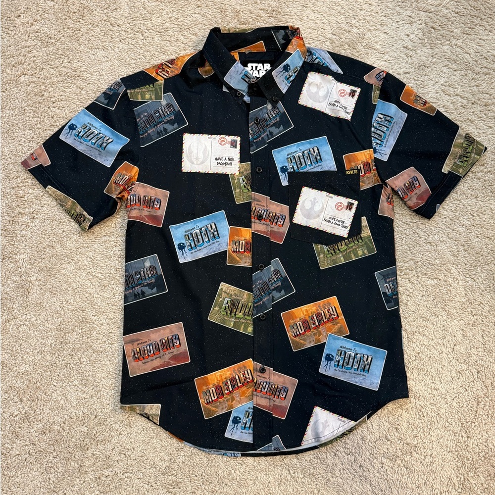 RSVLTS STAR WARS BLOUSE BUTTON DOWN SHIRT SIZE S NWOT BLACK HOTH ENDOR